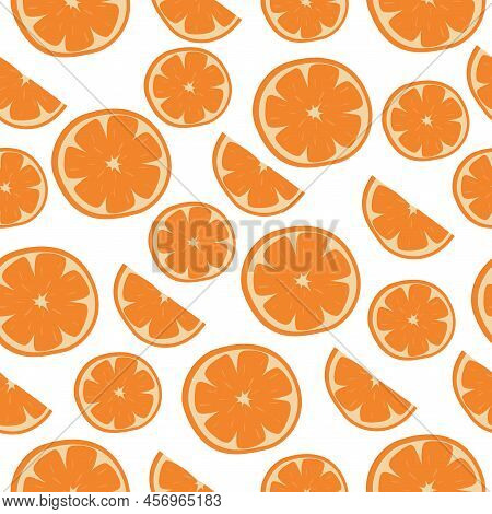 Vector Seamless Pattern With Orange Slices On A White Background Is ...