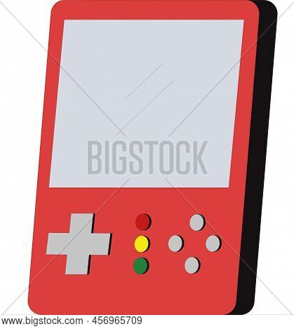 Portable Video Game. Red Device. Vector Illustration