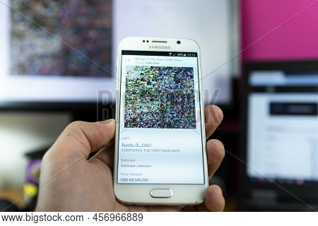 Belgrade, Serbia - Jun 23, 2022:  Beeple, The First 5000 Days From Everydays Series Sold At Christie