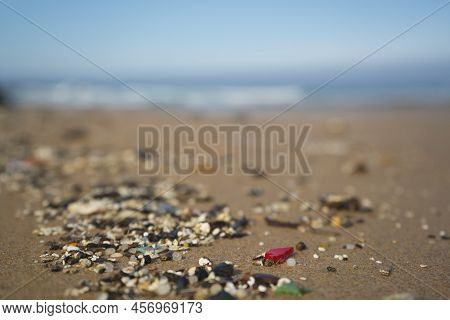Plastic Waste And Micro Plastic Washed On The Shore Of The Atlantic Ocean