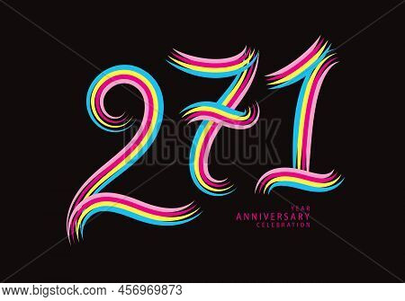271 Number Design Vector, Graphic T Shirt, 271 Years Anniversary Celebration Logotype Colorful Line,