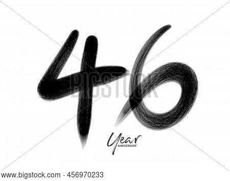 46 Years Anniversary Celebration Vector Template, 46 Years  Logo Design, 46th Birthday, Black Letter