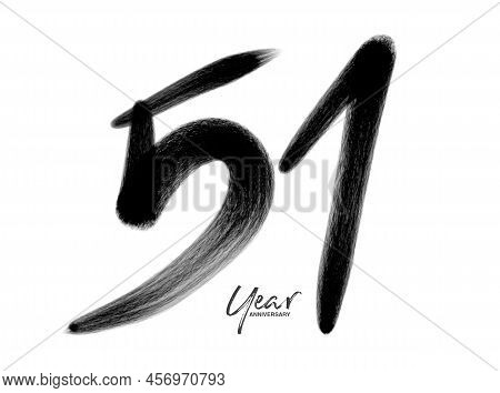 51 Years Anniversary Celebration Vector Template, 51 Years  Logo Design, 51th Birthday, Black Letter