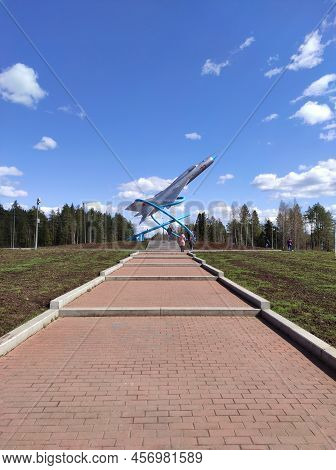 09, 05, 2021 Russia, Leningrad Region, Tikhvin. Monument Mig 21 Aircraft Dedicated To The Pilots Of 