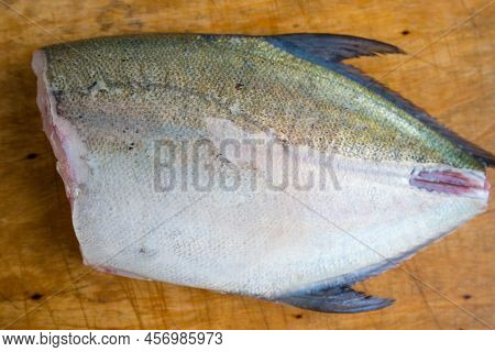 Caranx Melampygus, Bluefin Trevally Or Black Ulua On Wood Floor