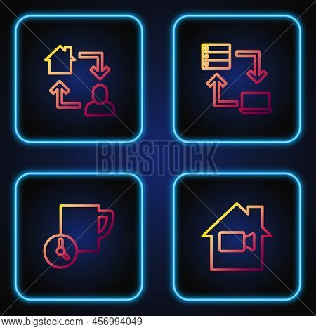 Set Line Video Camera Off In Home, Time Management, Online Working And . Gradient Color Icons. Vecto