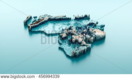Topographic Venezuela Map Hypsometric Venezuela Elevation Tint Spectral Shaded Relief Map 3d Illustr