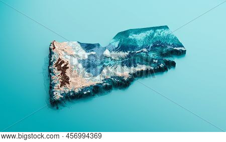 Topographic Yemen Map Hypsometric Yemen Elevation Tint Spectral Shaded Relief Map 3d Illustration