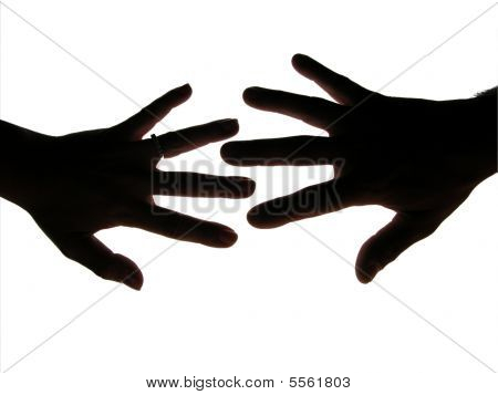 Homem e mulher mãos silhueta