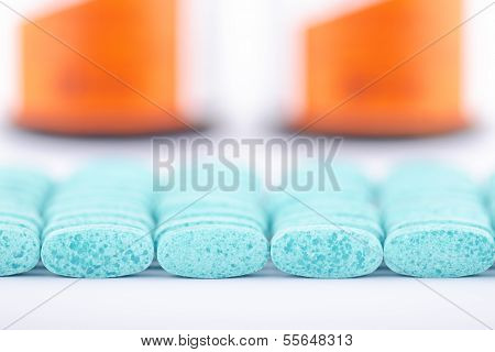 blue pills close-up