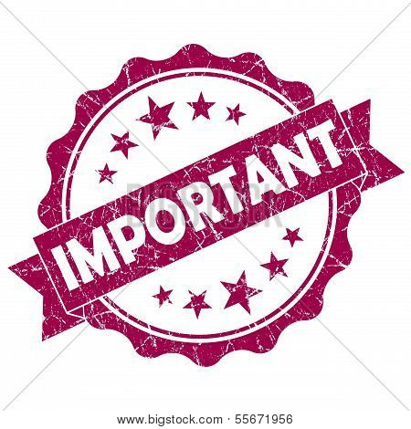 Important Pink Vintage Round Grunge Seal Isolated On White Background