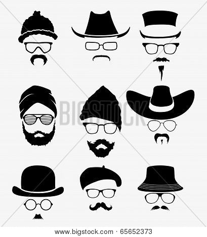 hats with sunglasses and mustache