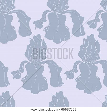 Seamless Pattern With A Hand Drawn Iris