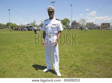 Unidentified US Navy commander after mine countermeasures demonstration during Fleet Week 2014