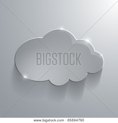 Gray Eco Glossy Glass Cloud Icon Vector Illustration