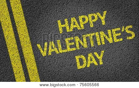 Happy Valentine's Day written on the road