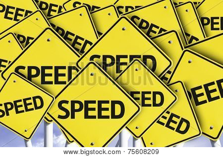 Speed written on multiple road sign 