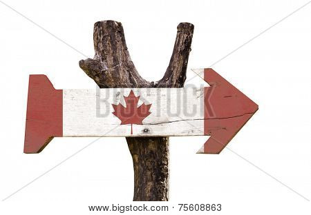 Canada wooden sign isolated on white background