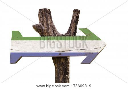 Sierra Leone wooden sign isolated on white background