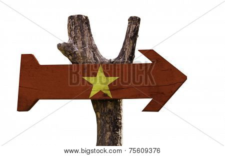 Vietnam wooden sign isolated on white background