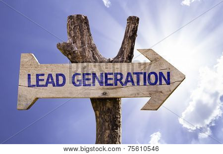 Lead Generation wooden sign on a beautiful day