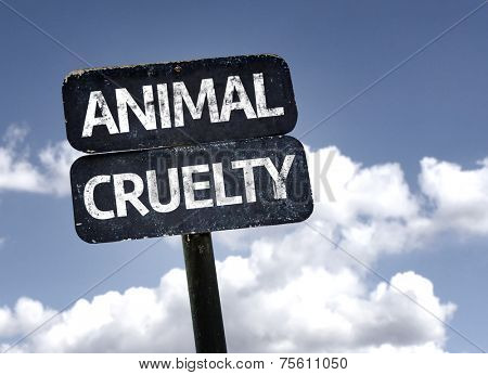 Animal Cruelty sign with clouds and sky background 