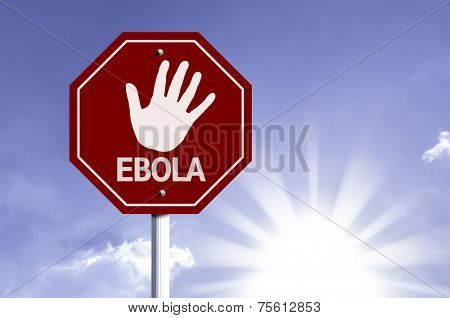 Stop Ebola red sign with sun background 