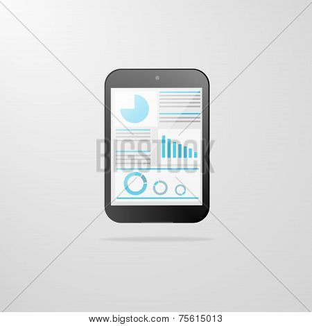 tablet computer icon with graph vector illustration