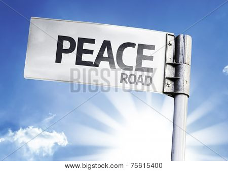Peace written on the road sign