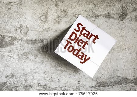 Start Diet Today on Paper Note with texture background