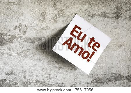 I Love You (In portuguese) on Paper Note on texture background