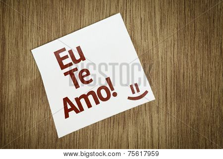 I Love You (In portuguese) on Paper Note on texture background