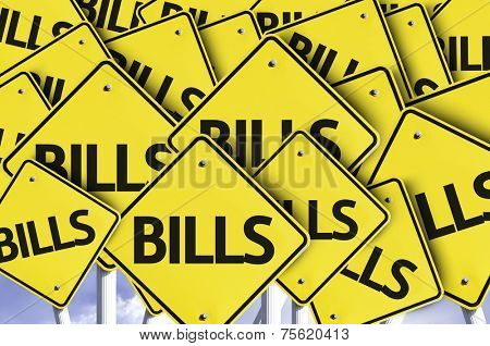 Bills written on multiple road sign