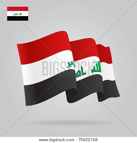 Flat and waving Iraqi Flag. Vector