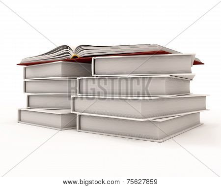 Red Open Book On Stack Of Books