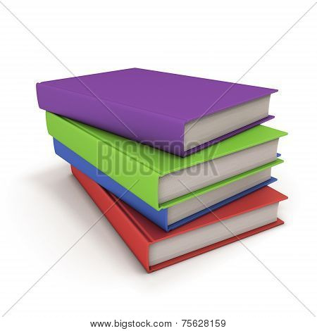 Stack Of Books In Color Cover.