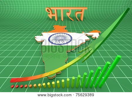 Map Illustration Of India With Flag