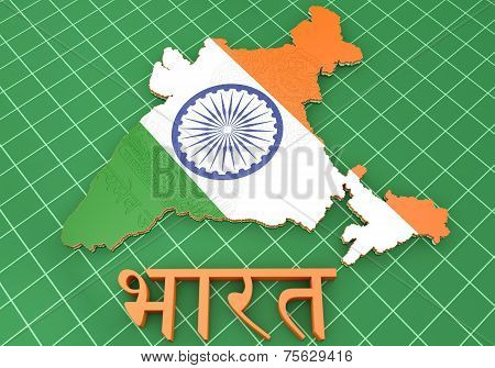 Map Illustration Of India With Flag