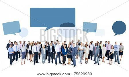 Multiethnic Group of Business People with Speech Bubbles