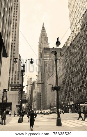 NEW YORK CITY, NY, USA - MAR 30: 42nd Street is a major crosstown street and is featured with some of the most important buildings in Manhattan. March 30, 2011 in Manhattan, New York City. 
