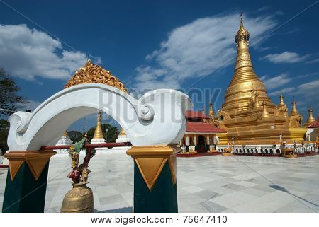 Golden Pagoda In New Capital City In Myanmar.