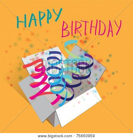 Vector Illustration. Happy Birthday. Ribbon And Konfetti