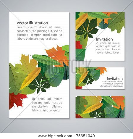 Vector Set Of Colorful,  Autumn Leaves Banners Illustration