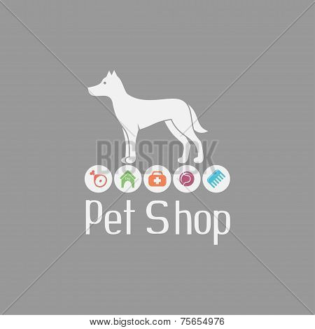 Pet shop logo with doggy sign and what dog needs