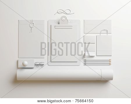 White Elements On White Paper Background