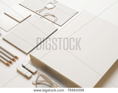 Set Of White Elements On White Background