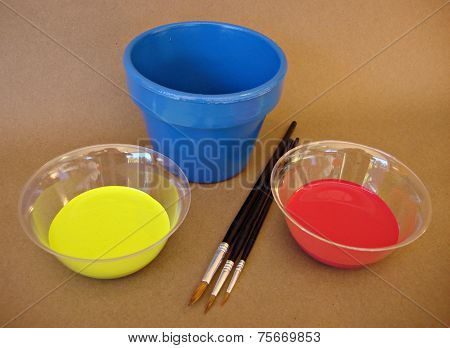 Blue pot and paint