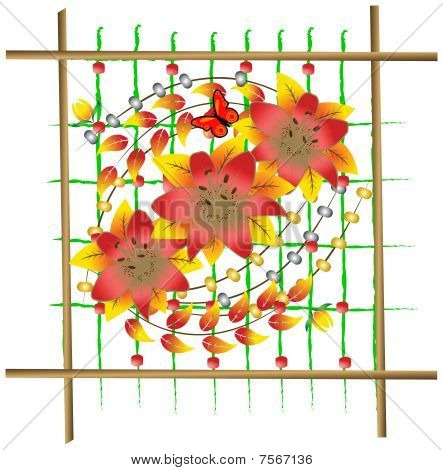 Panel-Komposition mit Blumen