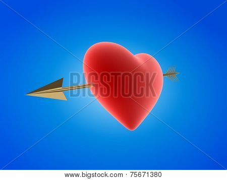 heart hit by a golden arrow