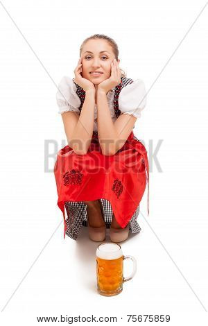 Bavarian girl isolated over white background